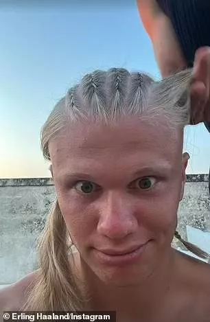Haaland also shared a photo of his hair being braided