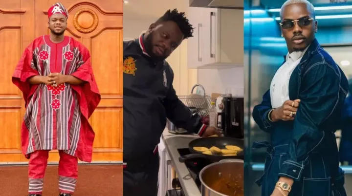"Stop spoiling our country" - Cute Abiola, Enioluwa, Pocolee & others tackle Sabinus over his comment while frying plantain in the UK (Video)
