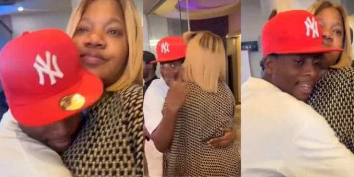 "At least respect her husband" - Video of comedian Sydney Talker holding Toyin Abraham 'inappropriately' sparks outrage (Watch)