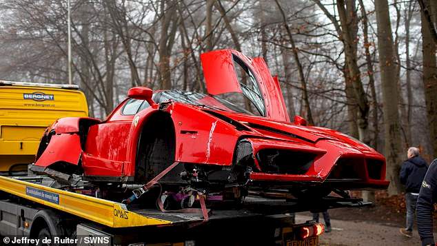 Mechanic damages Ferrari worth £2.5 million after driving it into tree in Amsterdam (Photos)