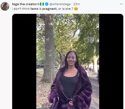 Singer Tems trends on Twitter as new video leads to speculations that she is pregnant (video)