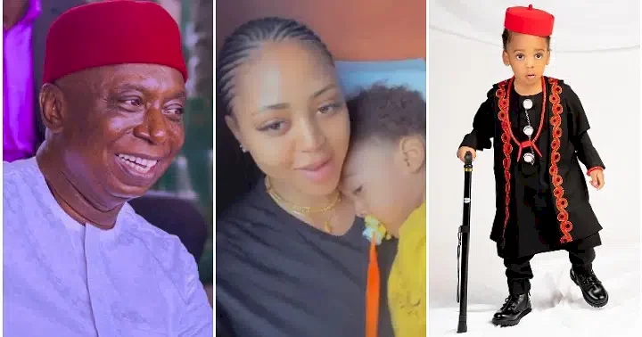 Ned Nwoko reacts as Regina Daniels' welcomes second child on her son's birthday, reveals gender