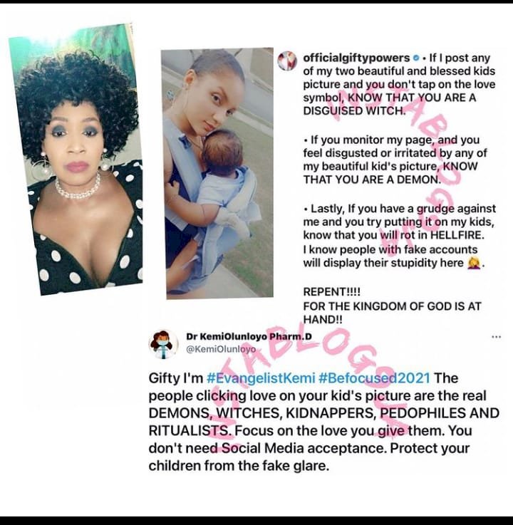 'The people clicking on your child's picture are the real demons and pedophiles' - Kemi Olunloyo knocks off Gifty's claim