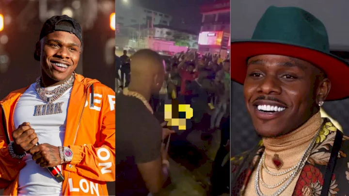 "Hold your phone tight" - Man warns Dababy as fans mob him in Lagos (Video)