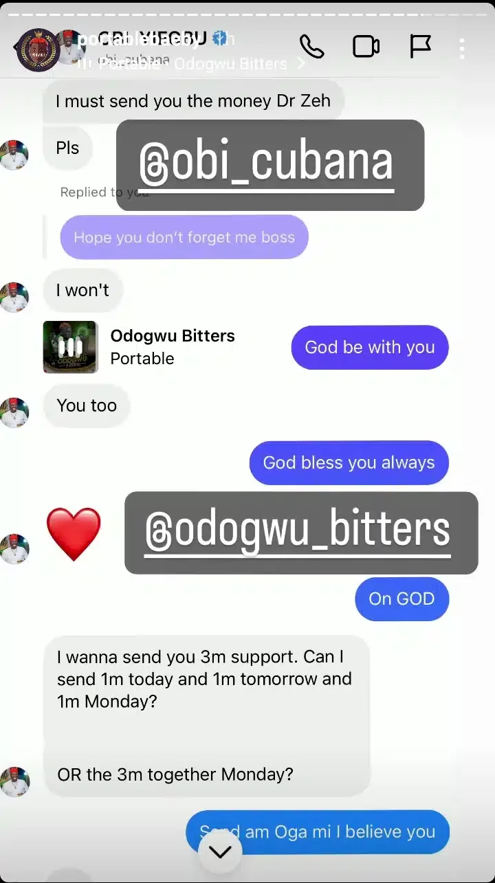 'Who go help you no go stress you' - Portable receives N3M from Obi Cubana to promote his music