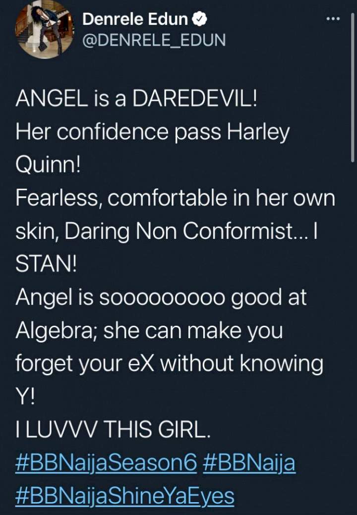 BBNaija: 'She's a daredevil' - Denrele Edun expresses undying love for Angel