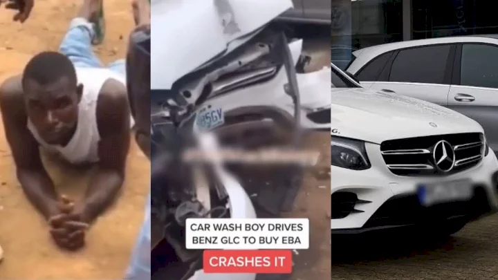 Carwash employees collide with customer's Benz GLC on way to eba purchase (video)