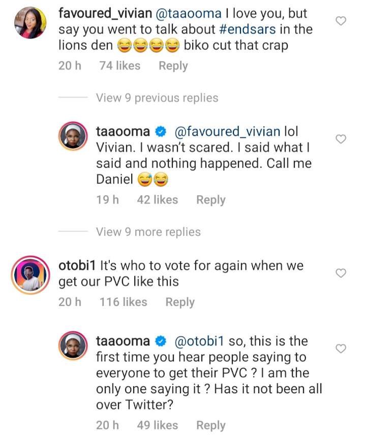 Comedian Taaooma hits back as she's called out for visiting VP Yemi Osinbajo with other Nigerian comedians