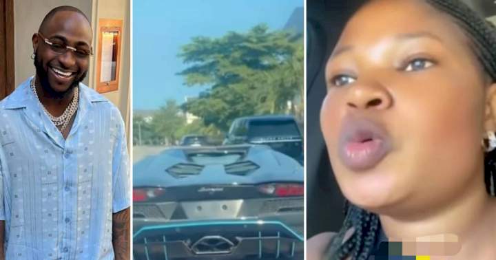"Davido is not in town, who is driving his lambo?" - Lady vows to follow Davido's Lambo to its destination after sighting it on the road