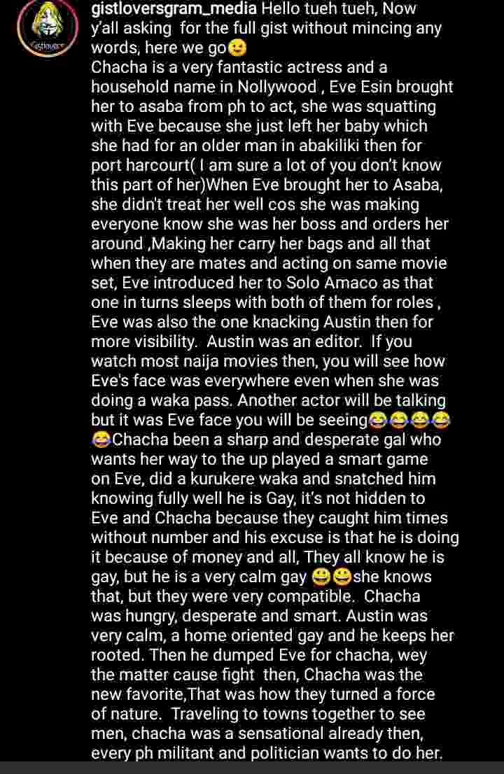 How Chacha Eke allegedly snatched Austin Faani from Eve Esin, got married to him despite knowing he's gay