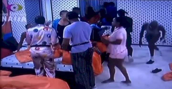 #BBNaija: Drama as Adekunle, Segun, and Chichi engage in heated argument (Video)
