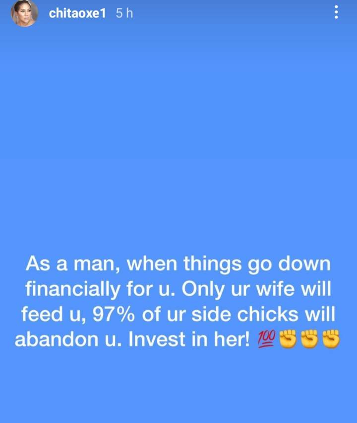 '97% of your side chic will abandon you when you go broke' - Actress, Chita Agwu advices men to invest in their wives