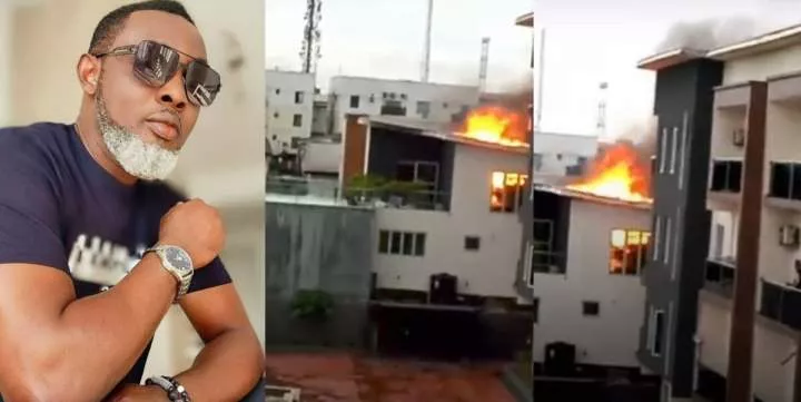 AY Makun reacts as fire destroys his Lagos home