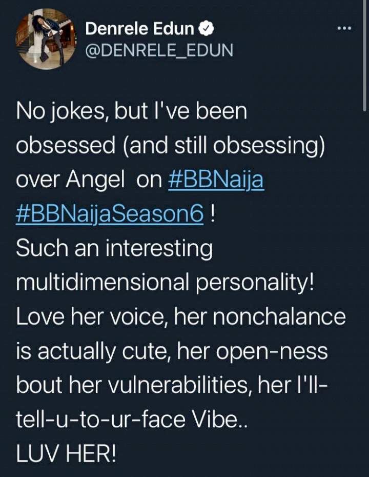 BBNaija: 'She's a daredevil' - Denrele Edun expresses undying love for Angel