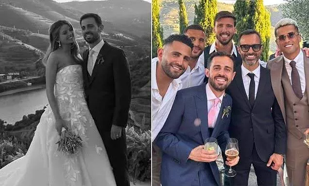 Manchester city star players attend Bernardo Silva's wedding in Portugal (photos)