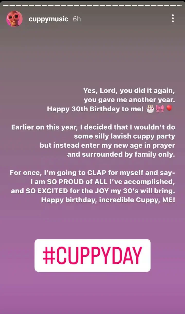 'I'm entering my new age in prayer and surrounded by family' - Cuppy writes as she marks 30th birthday aboard luxury yacht