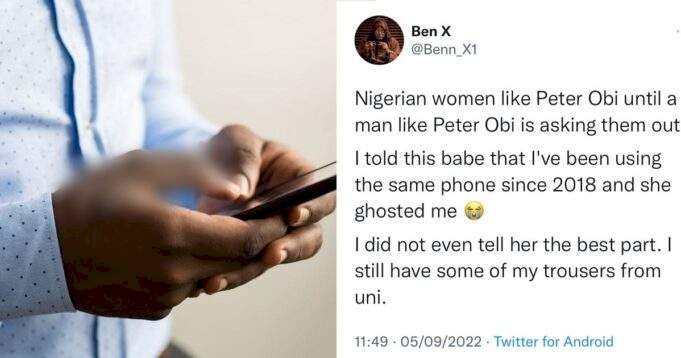 A Nigerian tells how a woman ghosted him after finding out he only uses a phone since 2018