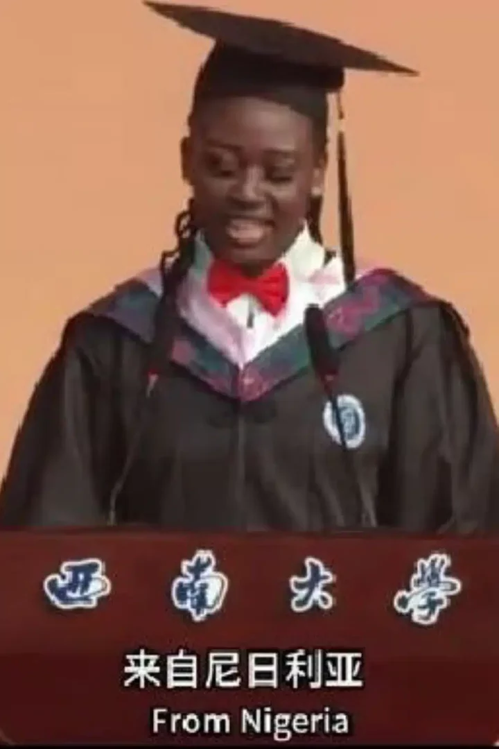 Nigerian lady emerges as best graduating student in China, showcases fluent Chinese skills on graduation day (Video)