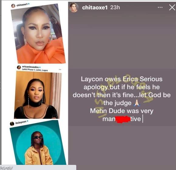 BBNaija Reunion: 'Laycon owes Erica an apology, he's manipulative' - Actress, Chita Agwu