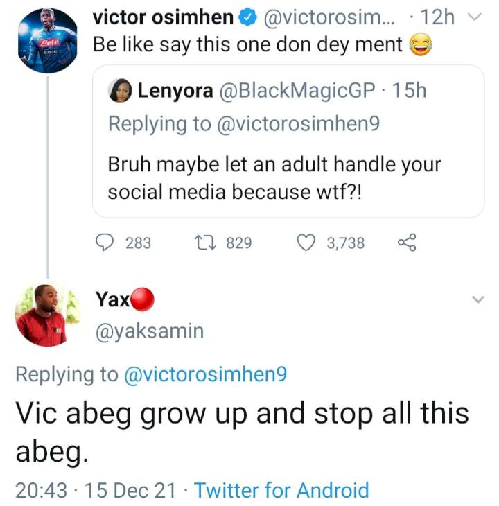 Victor Osimhen responds as he
