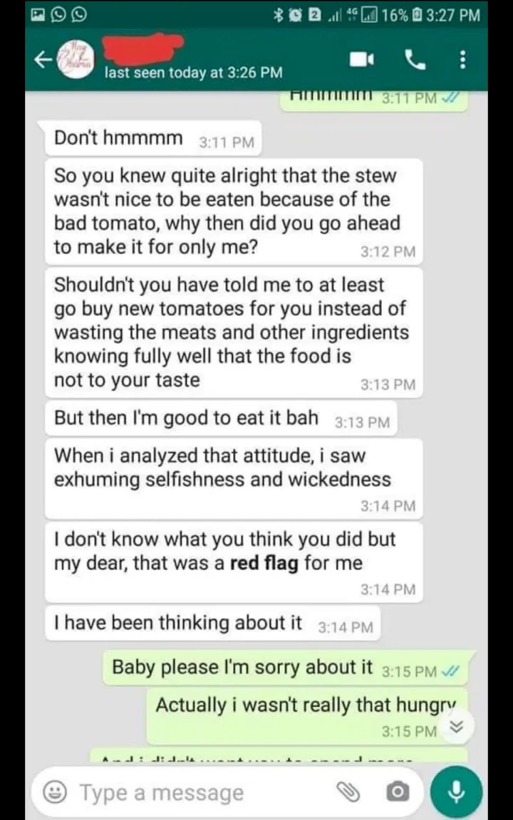'You served me what you can't eat' - Man breaks up with girlfriend after she cooked stew for him with spoilt tomatoes