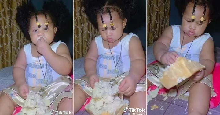 Mum wakes up to see 1-year-old daughter eating bread alone at 3.am (Video)