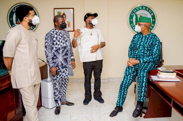 Singer, Davido links up with Ogun State Governor, Dapo Abiodun (Photos)