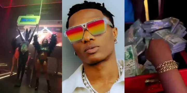 "Waste of money" - Knock as Wizkid storms Lagos strip club with briefcase filled with bundles of naira notes