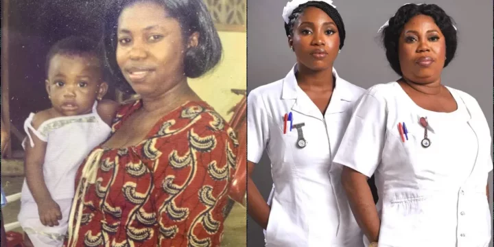 Lady follows in mother's footsteps as a nurse, recreates throwback photo