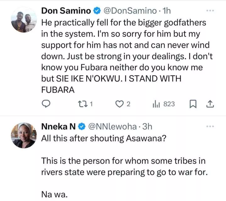 Nigerians react as Rivers state Gov, Sim Fubara, signs peace deal with his predecessor, Nyesom Wike