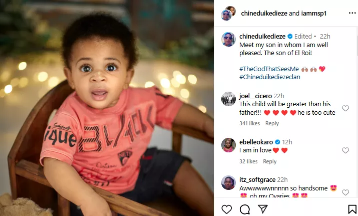 Chinedu Ikedieze unveils son's face for the first time