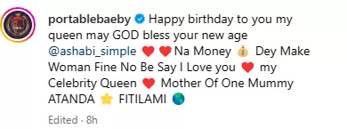 'Na money dey make woman fine no be say I love you' - Portable celebrates 4th baby mama on birthday