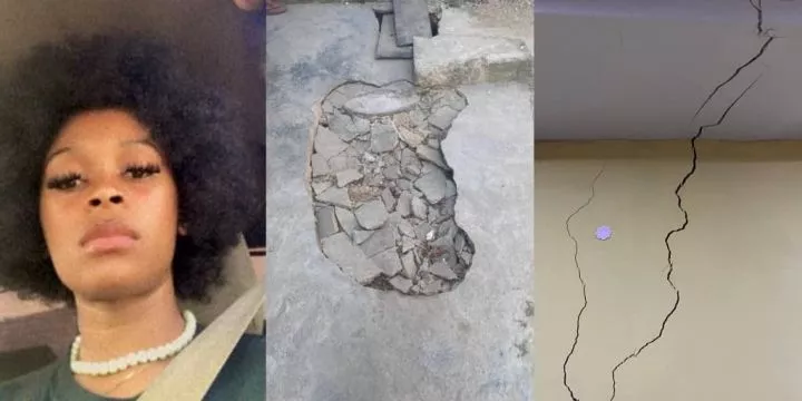 Lady fears for her life as cracks appear in her ₦1M yearly apartment