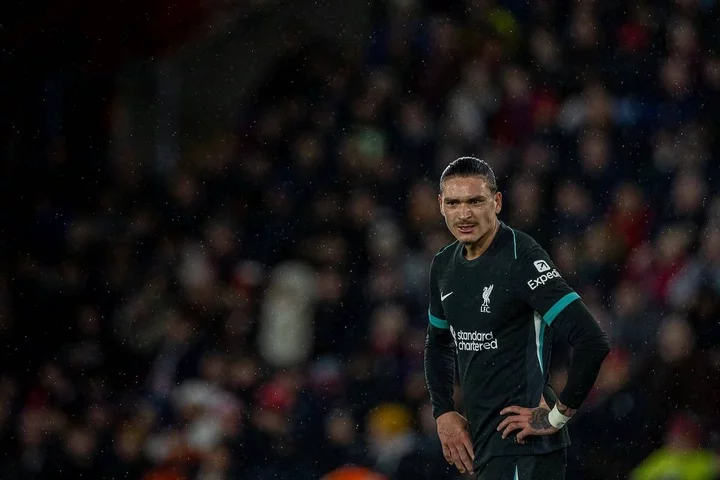 SOUTHAMPTON, ENGLAND - Tuesday, December 17, 2024: Liverpool's Darwin Núñez during the Football League Cup Quarter-Final match between Southampton FC and Liverpool FC at St Mary's Stadium. (Photo by David Rawcliffe/Propaganda)