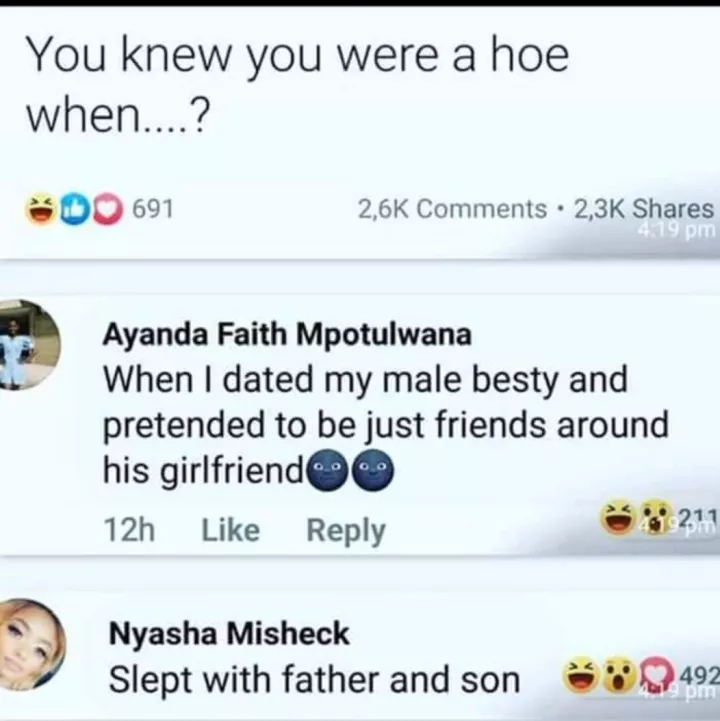 "When I slept with father and son" - South African ladies reveal the moment they knew they were "hoes"