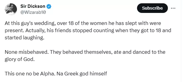 'How over 18 of the women a groom slept with turned up for his wedding' - Man narrates