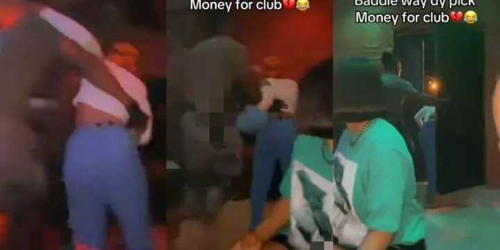 Moment bouncer throws out big girl for picking money at nightclub