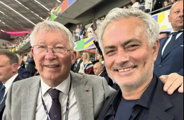 Euro 2024: Mourinho spotted with Sir Alex Ferguson at Germany vs Scotland game