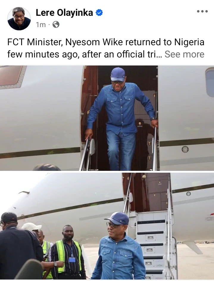 FCT Minister Nyesom Wike Returns to Nigeria After Official Visit to Milan [Photos]