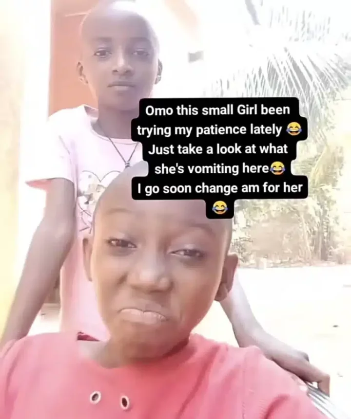 'Last born no dey rest for this world' - Lady shares funny video her younger sister made on her phone