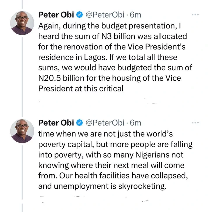 What is exactly wrong with us as a country? - Peter Obi condemns some expenditures in the N27.5 trn 2024 budget