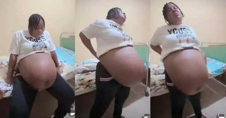 "How many babies dey" - Size of pregnant woman's baby bump causes buzz