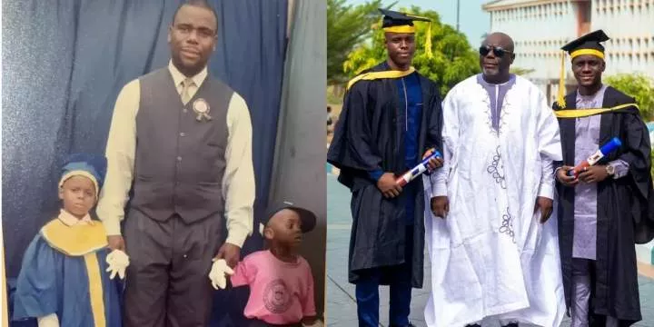 Nigerian father shares before-and-after photos as his two sons graduate from university