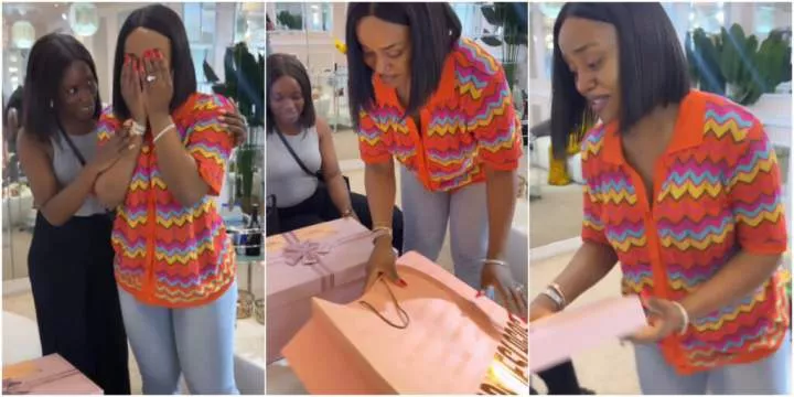 Emotional moment Chioma sets eyes on her wedding dress for the first ...