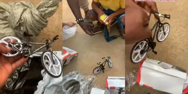 Man rants as online store delivers miniature bicycle