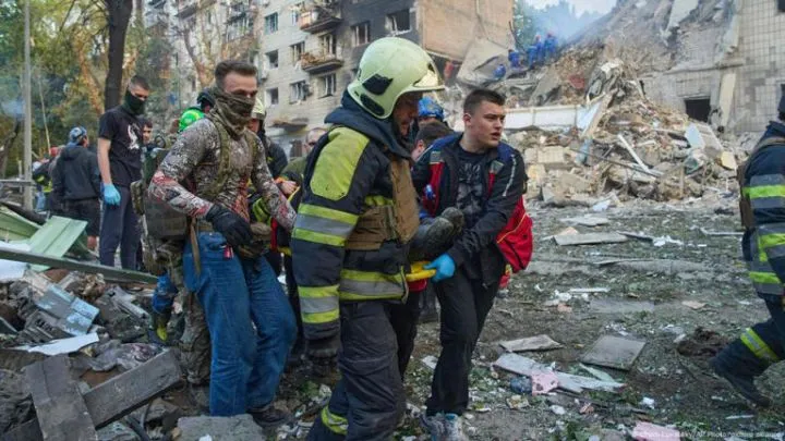 The aftermath of a recent Russian attack on Kyiv