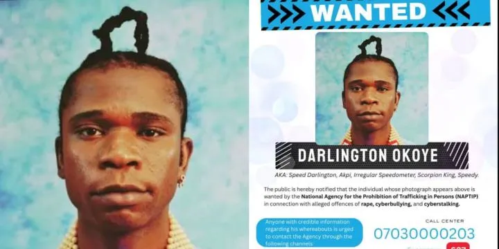 NAPTIP declares Speed Darlington wanted