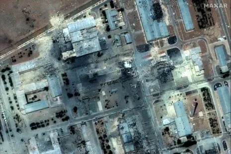 Satellite image shows a close-up view of destroyed buildings at Isfahan Nuclear Technology Centre, after it was hit by US airstrikes in Isfahan, Iran.