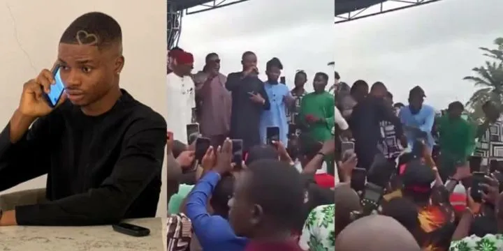Moment stage collapsed while Ola of Lagos was giving his speech in Abia