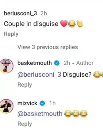 Basketmouth, Miz Vick reacts to comment about their relationship